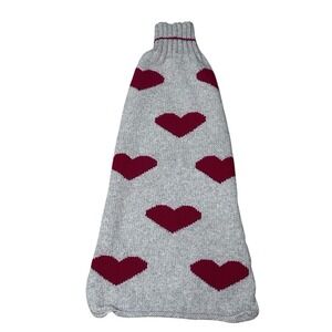 Chilly Dog Heart Dog Sweater 100% Wool Gray Red Size Large Large Breed‎ Dog
